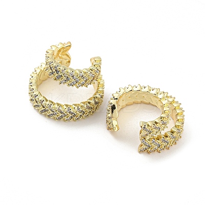 Brass Micro Pave Cubic Zirconia Cuff Earrings EJEW-I300-09G-1