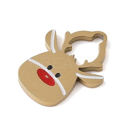Christmas Theme Ion Plating(IP) 304 Stainless Steel Enamel Pendants STAS-Z083-09G-01-1