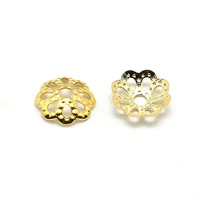 Brass Flower Bead Caps X-KK-O043-03G-1
