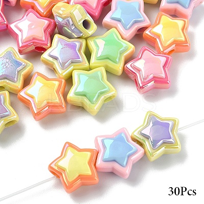 30Pcs 5 Colors Opaque Acrylic Beads SACR-YW0001-88B-1