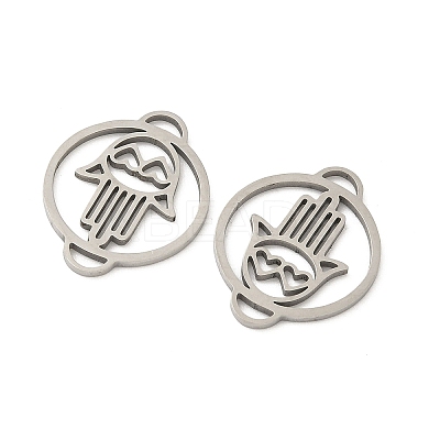 201 Stainless Steel Laser Cut Ring with Hamsa Hand Links STAS-P428-09P-1