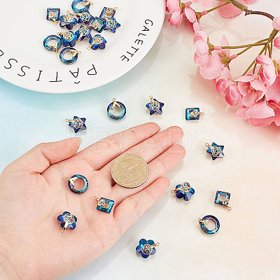 24 Pcs 4 Styles Electroplate Glass Charms EGLA-SC0001-04-1