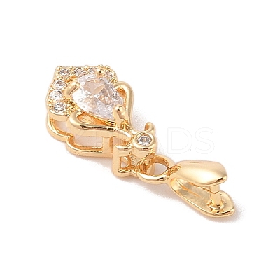 Golden Brass Micro Pave Clear Cubic Zirconia Ice Pick Pinch Bails X-KK-B100-049G-01-1