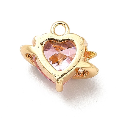 Brass Cubic Zirconia Charms KK-M233-10G-B-1