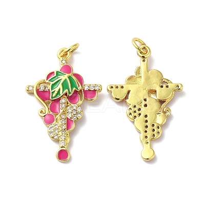 Rack Plating Brass Micro Pave Clear Cubic Zirconia Pendants KK-D074-12G-1