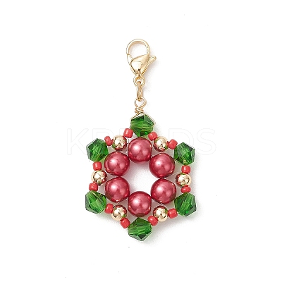 Christmas Themed Glass Snowflake Pendant Decoration HJEW-TA00362-1