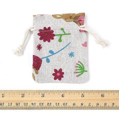24Pcs 6 Colors Floral Animal Printed Burlap Packing Pouches ABAG-FS0001-13-1