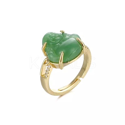 Brass & Resin Adjustable Finger Rings for Women FS-WG6D172-01-1