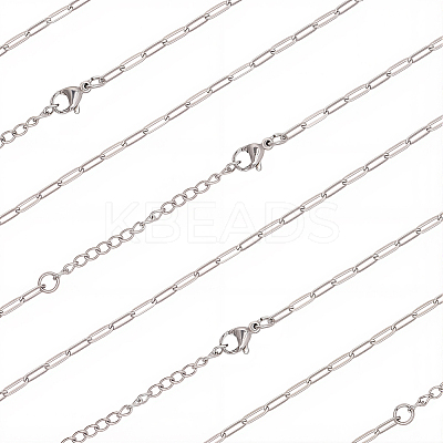 10Pcs 667 Stainless Steel Paperclip Chain Necklaces NJEW-BBC0001-48A-P-1