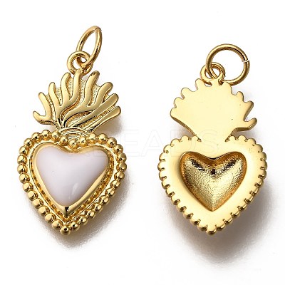 Golden Tone Brass Enamel Pendants KK-K750-01G-E-1