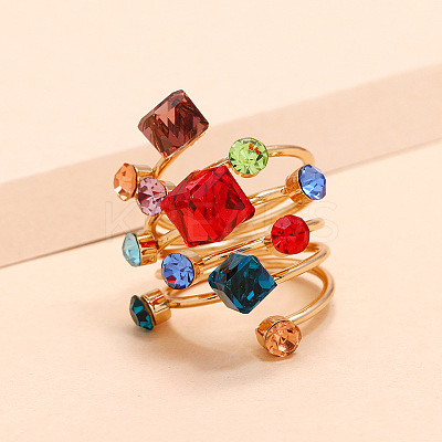 Alloy Rhinestone Multi-layer Rings LS-VU7935-5-1