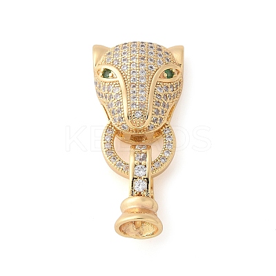Brass Micro Pave Cubic Zirconia Fold Over Clasps KK-L289-001G-1