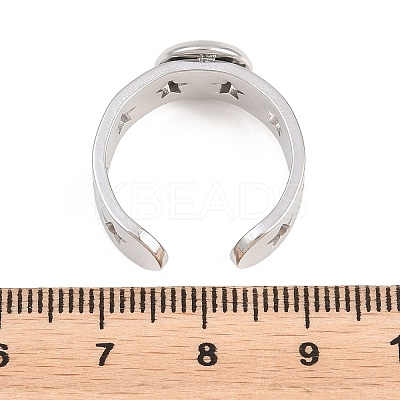 Hollow Star 304 Stainless Steel Open Cuff Ring Components STAS-F366-07A-P-1