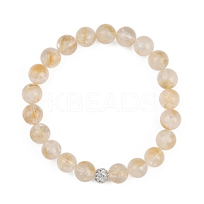 Natural Citrine Round Beads Stretch Bracelets BJEW-JB12388-1