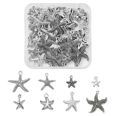 80Pcs 8 Style Tibetan Style Alloy Pendants TIBEP-YW0001-46-1