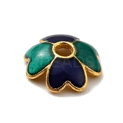 4-Petal Alloy Enamel Bead Caps FIND-G029-06G-03-1