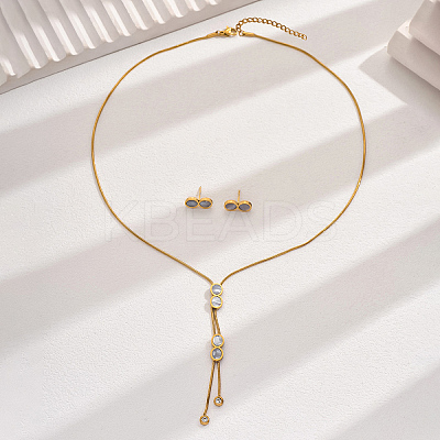 Elegant 201 Stainless Steel Number 8 Stud Earrings & Lariat Necklaces Set for Women KH5479-1