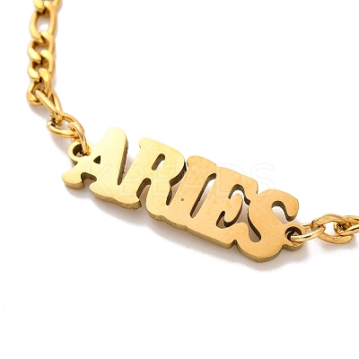 Constellation 202 Stainless Steel Figaro Chain Link Bracelets for Women Men AJEW-U006-01G-1
