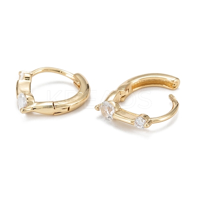 Sparkling Cubic Zirconia Huggie Hoop Earrings for Girl Women EJEW-H126-24G-1