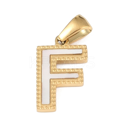 Natural White Shell Alphabet Pendants STAS-M338-02G-F-1