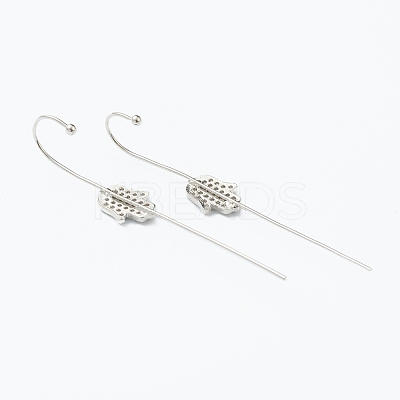 Brass Micro Pave Clear Cubic Zirconia Ear Wrap Crawler Hook Earrings EJEW-H125-01P-1