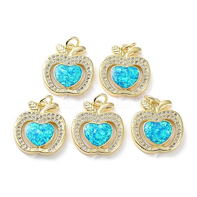 Rack Plating Brass Micro Pave Cubic Zirconia Fruit Pendants KK-C041-20G-1
