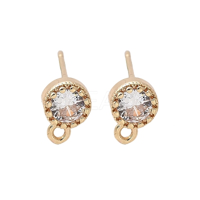 Brass Clear Cubic Zirconia Stud Earrings Finding for Women KK-A244-10A-G-1