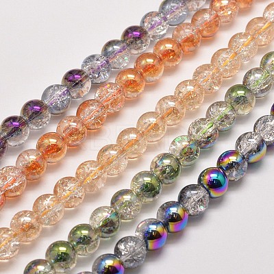 Electroplate Synthetic Crackle Quartz Beads Strands EGLA-J067-8mm-M-1