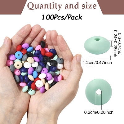 100Pcs 10 Colors Food Grade Eco-Friendly Silicone Beads SIL-YW0001-84-1
