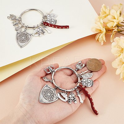 2Pcs Mixed Shapes Alloy & Faux Suede Cord Pendant Decorations HJEW-GA00069-1