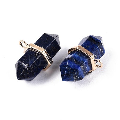 Natural Lapis Lazuli Double Terminal Pointed Pendants G-N345-09E-1