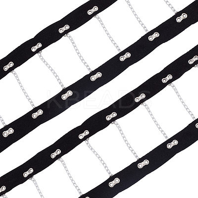 2 Yards Steel Riveted Hook & Eye Tape with Iron Chain FIND-BC0004-51-1
