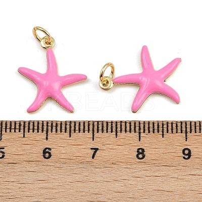 Brass Enamel Starfish Pendants KK-I377-03G-A-1