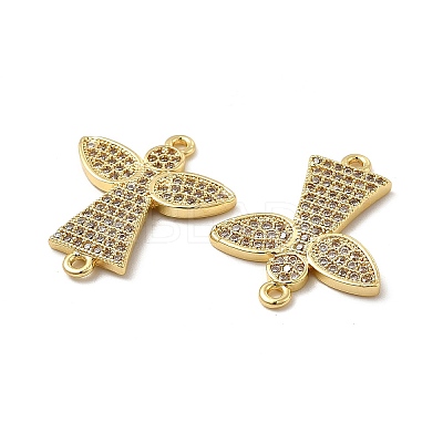 Brass Micro Pave Clear Cubic Zirconia Connector Charms KK-E068-VB266-1