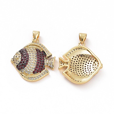 Brass Micro Pave Clear Cubic Zirconia Pendants ZIRC-F135-04G-02-1