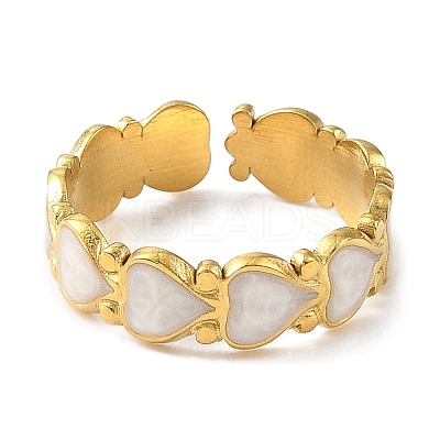 304 Stainless Steel Enamel Open Cuff Rings for Women RJEW-F166-19G-02-1