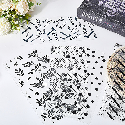 8Pcs 8 Styles PVC Plastic Waterproof Decorative Sticker Labels DIY-SP0004-93A-1