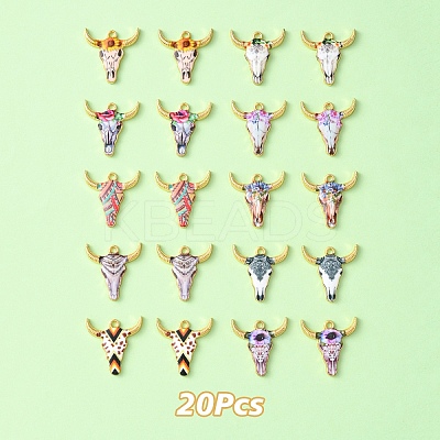 20Pcs 10 Styles Printed Alloy Pendants ENAM-YW0003-86-1
