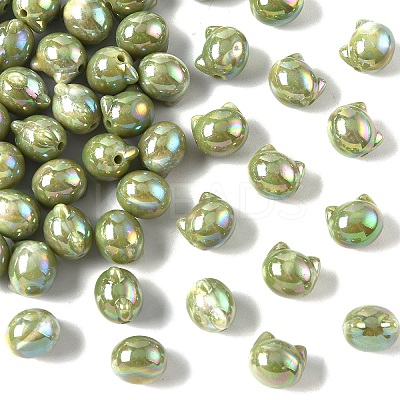 50Pcs UV Plating Opaque Acrylic Beads OACR-YW0003-10I-1