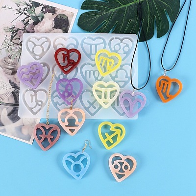 Heart with Constellation Silicone Pendant Molds DIY-I065-12-1