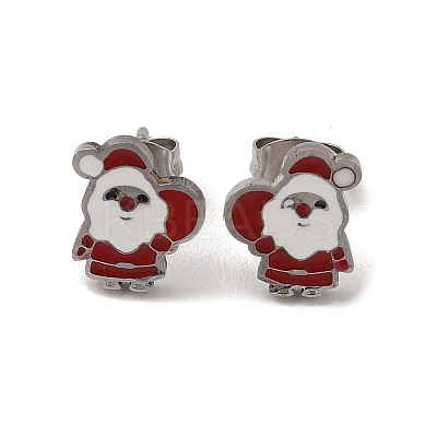 3 Pairs 3 Styles Christmas 304 Stainless Steel Hoop & Studs Earrings Set for Women EJEW-K279-12H-P-1