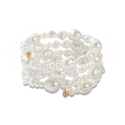 Resin Imitation Pearl Arm Cuff Bangles for Women AJEW-WH20011-99-1