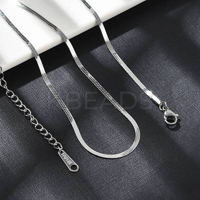 Non-Tarnish 304 Stainless Steel Herringbone Chain Necklace for Women NJEW-G097-02P-1