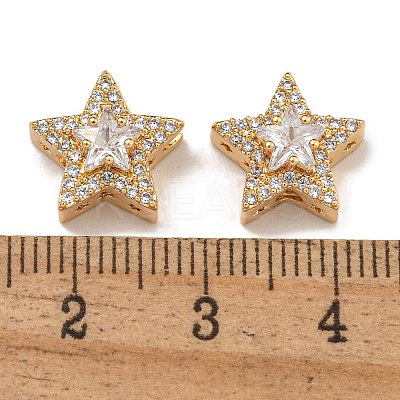 Brass Micro Pave Cubic Zirconia Beads KK-U037-08G-01-1