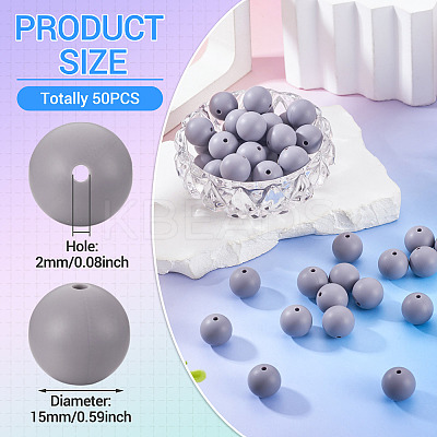 50Pcs Food Grade Eco-Friendly Silicone Beads SIL-TA0002-89B-1