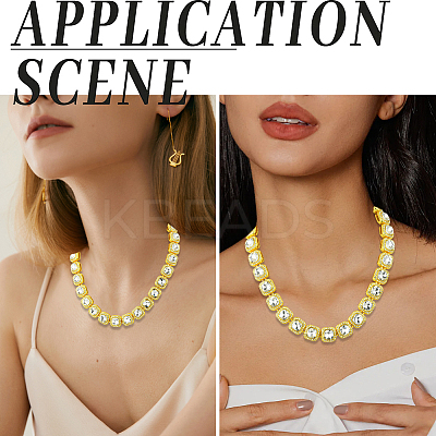 1Pc Zinc Alloy Pave Square Clear Glass Tennis Necklaces for Womem NJEW-SP0001-07G-1
