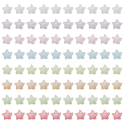 240Pcs 8 Colors Transparent Acrylic Bead Caps OACR-FH0001-050-1