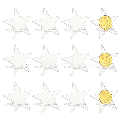 12 Sets Star Transparent Acrylic Commemorative Coin Display Easel Stands ODIS-FG0001-72-1