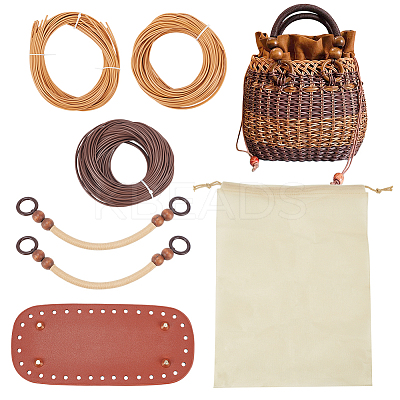 DIY Women's Plastic Rattan Woven Handbag Set DIY-WH0033-25-1