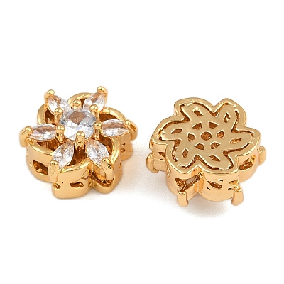Brass Micro Pave Cubic Zirconia Beads KK-F910-08G-01-1
